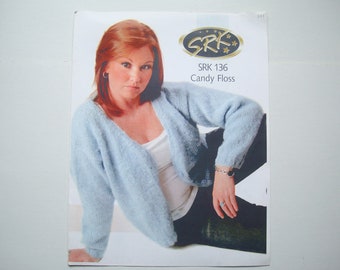 Patrones de suéter de punto SRK 136 Tamaños de busto de mujer Se adapta a 90-112 cm 35-44 pulgadas Jersey con cuello vuelto Cárdigan fácil Tejido con hilo de caramelo SRKertzer