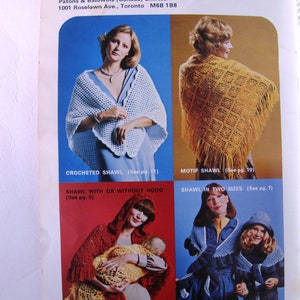 SHAWLS by Beehive Patons Knitting Crochet Patterns Booklet 405 Hooded Shawl Picot Border Evening Lace Striped Triangular Square Circular image 3