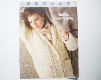 CELEBRITY Book 587 by Bernat Knitting Patterns Women Ladies Cardigan Sweater Jacket Pullover Jumper Button Front Vest Turtleneck Bulky Yarn