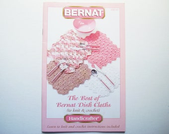 The BEST of Bernat DISH CLOTHS Knit & Crochet Patterns 530141 Lacy Scallops Doily Rippled Granny Square Basketweave Lace Simple dish cloth