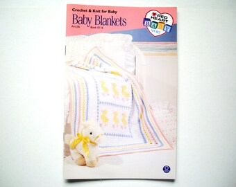 BABY BLANKETS Crochet & Knit Pattern Book 0116 for Baby Red Heart Patterns Coverlets Ducks Pineapples Pony Argyle Hearts Rainbow Lace Checks