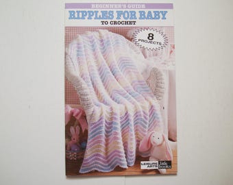 RIPPLES FOR BABY Leisure Arts 75011 Leaflet 8 Crochet Patterns Blankets Afghans Throws Shawls Rainbow Waves Feathery Lace Rickrack Ribbon