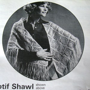 SHAWLS by Beehive Patons Knitting Crochet Patterns Booklet 405 Hooded Shawl Picot Border Evening Lace Striped Triangular Square Circular image 9