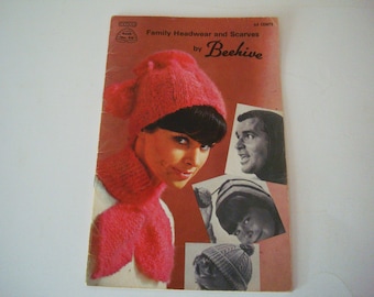 Folleto de patrones de colmena para sombreros y bufandas familiares n.° 98 Sombreros, bufandas, gorros, boinas, tam, orejas de gato de duendecillo, casco, pasamontañas, patrones de tejido con lazo