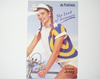 The LOOK of SUMMER Knitting Patterns Booklet no 600 Beehive Patons Women Teen Tops Cap Sleeve Cables Sleeveless Turtleneck Knit Pattern