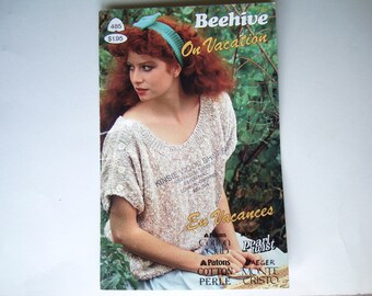 Folleto de patrones de tejido de verano DE VACACIONES número 485 Patons Beehive Knit Camisetas sin mangas de primavera Camiseta sin mangas de manga corta con espalda cruzada Camisola