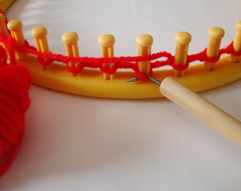 Gancho de telar grande. Gancho Nancy para taponar o tejer de 10 mm (0,4 pulgadas). Mango de Bambú. Gancho para tejer en telar. Gancho para telar de calcetines. (F)
