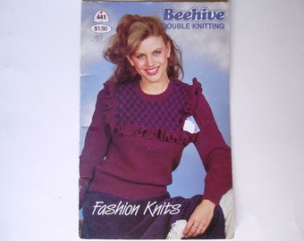 FASHION KNITS Double Knitting Patterns Booklet number 441 Patons Beehive Knit Sweater Jacket Cardigan Jumper Pullover Fair Isle Argyle Vest