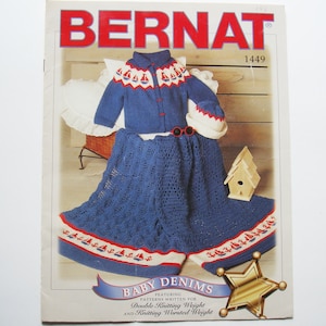 BABYDENIMS Bernat-patroonboek 1449 baby-peutermaat 6-24 mnd. Trui Vest Trui Trui Zeilboot Boten Schepen Zeilen Gebreid Haken