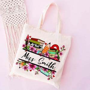 Cartable personnalisé pour professeur, sac fourre-tout pour professeur, cadeau pour professeur, cadeau de remerciement pour professeur, cartable de sortie d'école, cadeau pour elle, cartable personnalisé