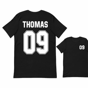 Camiseta personalizada con nombre y número para niños / Números de equipación de fútbol / Camiseta deportiva / Camisetas con número de cumpleaños / Camisetas para niños y niñas