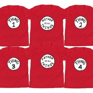 Personalisierte Sache 1 Sache 2 T-Shirt / Weihnachtsshirt / Welttag des Buches / Mama, Papa, Zahlen, Schul-Party, Familie Passende Kinder Erwachsene Shirt
