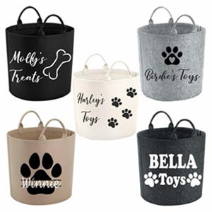 Gepersonaliseerde opbergmand voor huisdieren, Honden- / kattenspeelgoedmand, Hondenspeelgoed, Kattenspeelgoed, Vilten opberger, Cadeaus voor huisdieren, Opbergruimte op maat, Speelgoedmand