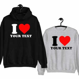 Personalizowana bluza z kapturem I Love, spersonalizowana bluza z kapturem I Heart, kocham Olly'ego Mursa, kocham Robbiego Williamsa, kocham cię, swetry dla dorosłych