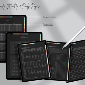 All-in-one Digital Planner 2025, Dark Mode, Digital Planner, Weekly ...