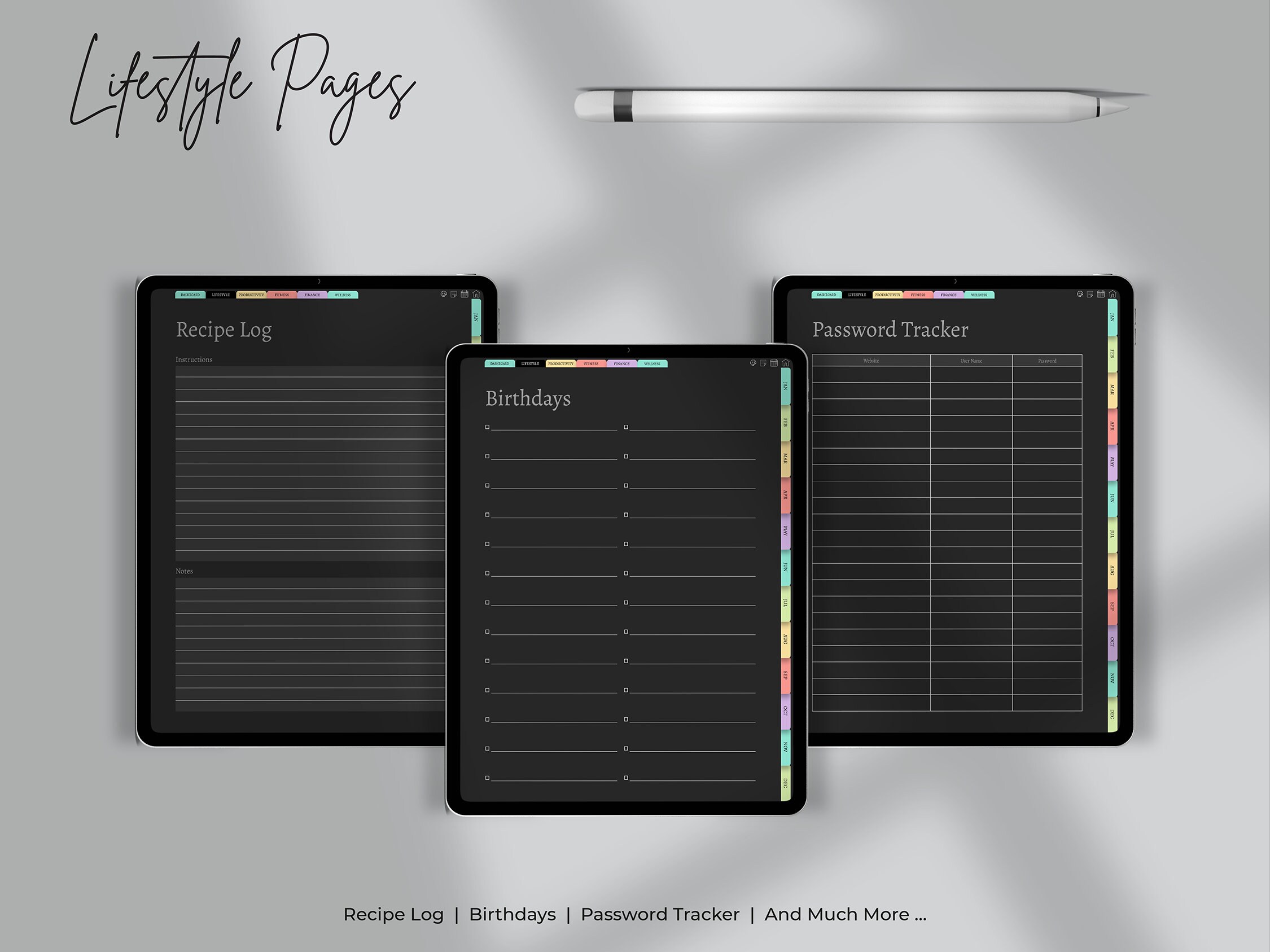 All-in-one Digital Planner 2025, Dark Mode, Digital Planner, Weekly ...