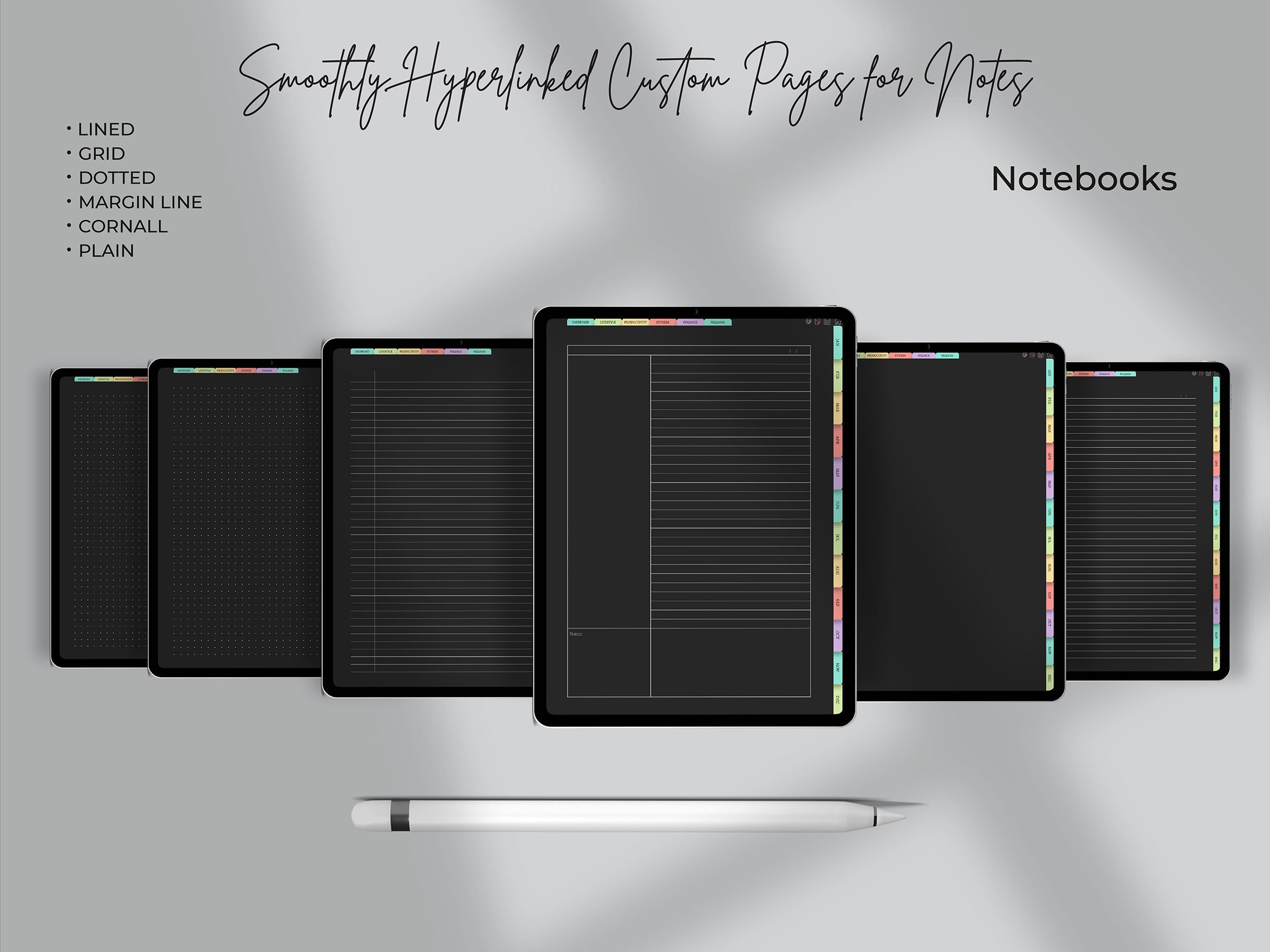 All-in-one Digital Planner 2025, Dark Mode, Digital Planner, Weekly ...