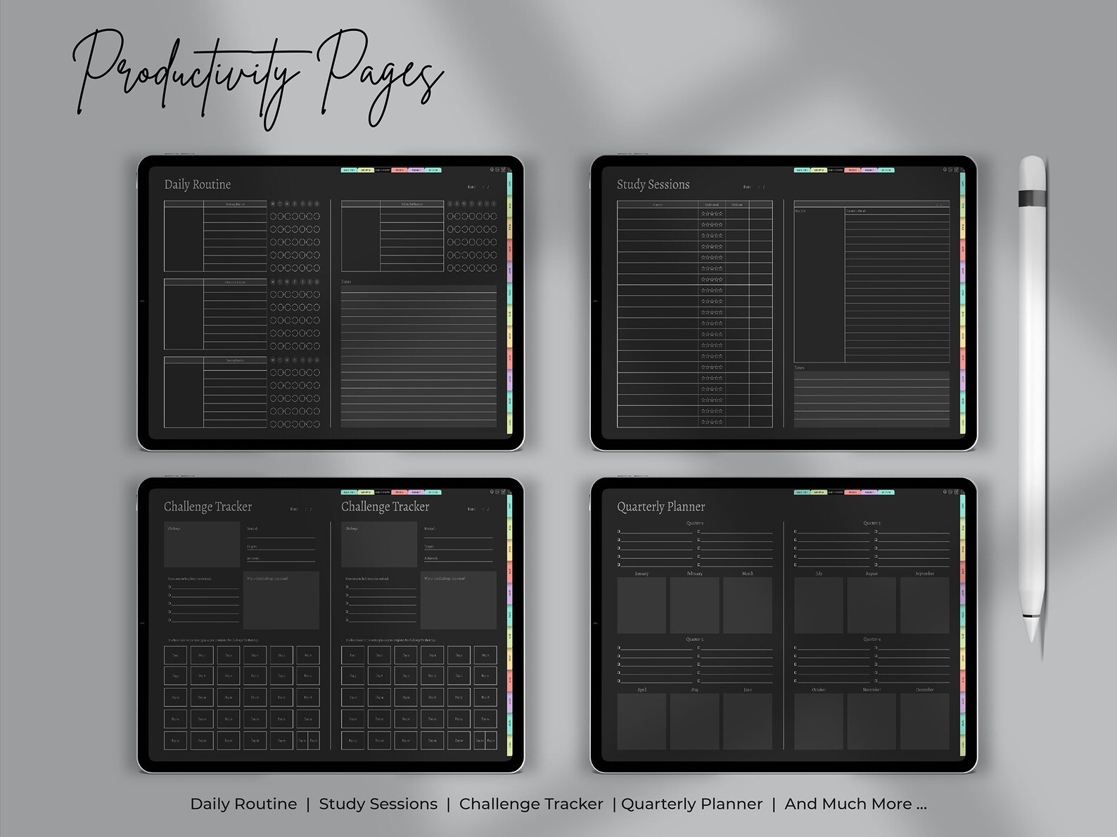 All-in-one Digital Planner 2025, Dark Mode, Digital Planner, Weekly ...