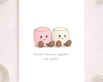 Personalised Marshmallow Duo Plushie Card | Jelly Birthday Card | Pink and White Marshmallow Pair | Custom Card | A5