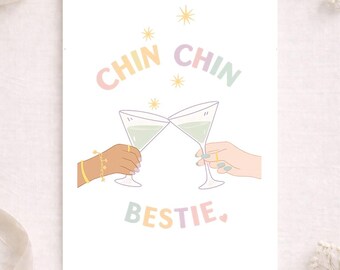 Best Friend Card, Cocktail Birthday Card, Birthday Card For Her, A5 Martini Card, Keepsake, Personalised Card, A5