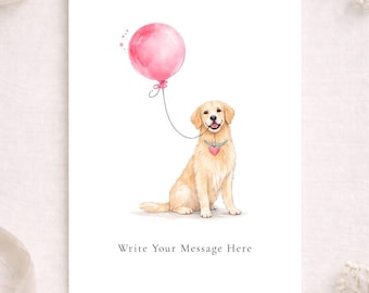 Custom Dog Portrait Birthday Card, Watercolour Illustration A5 Greeting