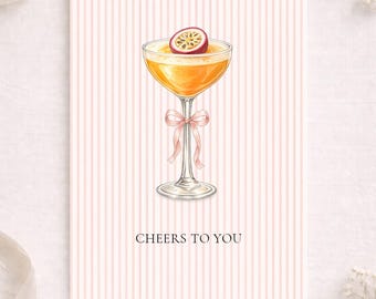 Cheers To You Card, Cocktail Birthday Card, Pornstar Martini Card, Birthday Card For Her, A5 Martini Card, Keepsake, Personalised Card