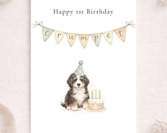 Personalised Watercolour Dog Birthday Card, Custom Photo Puppy Card (A5)
