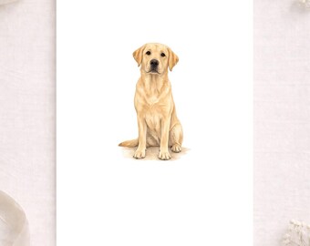 Yellow Labrador Watercolour Birthday Card, Dog Lover Greeting, A5 Blank Stationery