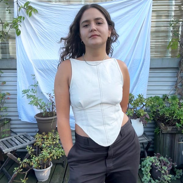 Adelphi Top PDF Schnittmuster: Korsett-Bootausschnitt Basken-Taille, Größe 00-42