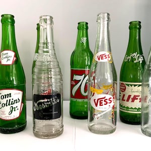 Assorted Vintage Glass Pop Soda Bottles-10 oz-Nostalgic Advertising-Collectibles-Duraglass-Clear Glass-Sold Separately