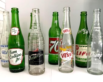 Assorted Vintage Glass Pop Soda Bottles-10 oz-Nostalgic Advertising-Collectibles-Duraglass-Clear Glass-Sold Separately