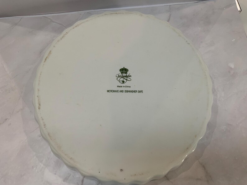 Vintage Floral French Rose Christineholm Pie Plate Quiche Tart Dish