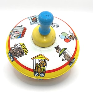 Classic Vintage Toy Spinning Toy Top Metal Tin Nostalgic Kids Play Circus Animals Ohio Art Co