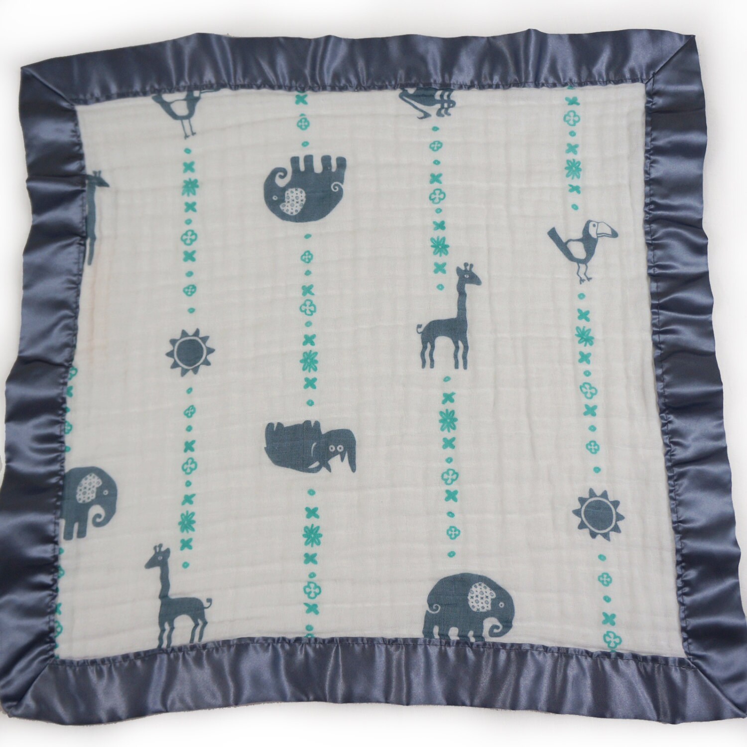 Coperta di coccole 2 strati raso tagliato in piccola, Lovey (15 "X 15") - animali della giungla blu