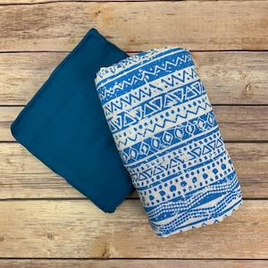 Blue 2pk of BAMBOO Muslin Swaddles 50&quot;x50&quot; made from Bamboo, muslin, nursing cover, large, light weight blanket