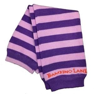 Organische Baby beenwarmers strepen Berry & paars