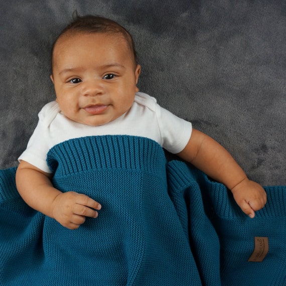Dark Teal Knit Baby Blanket Soft Organic Cotton Heirloom Blanket for Baby Receiving Blanket Gender Neutral Baby Shower Gift Etsy