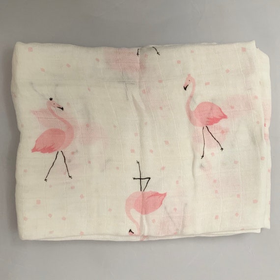 nursing cover Great for swaddling travel blanket and more bamboocotton blend soft muslin Pink Swans Swaddle 1 pack