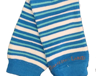 Organic Baby Leg Warmers Small Stripes Blue & White