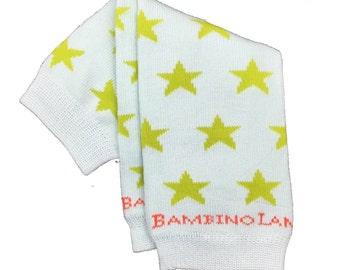 Organic Newborn Leg Warmers 2 Pack Stars and Stripes Green