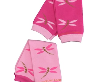 Organic Baby gambali 2 Pack libellule luce e rosa scuro
