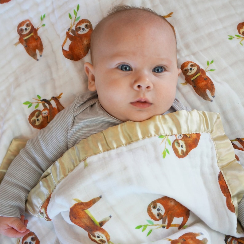 Great for swaddling made from 100/% cotton 3-Layer 23x23 made of soft muslin nursing cover Medium Snuggle Blankie travel blanket!