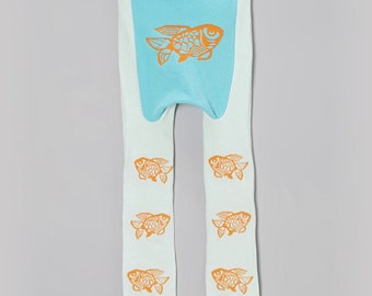 Goldfish Baby Leggings, Gender Neutral Pants, fits easily over cloth diapers