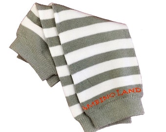 Organic Newborn Leg Warmers Stripes Gray & White Stripes