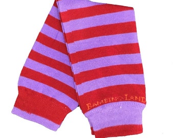 Organic Baby Leg Warmers Stripes Purple & Red