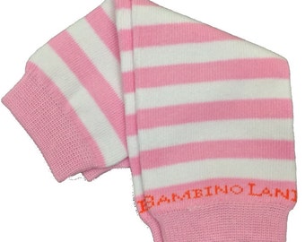 Organic Newborn Leg Warmers Stripes Pink & White