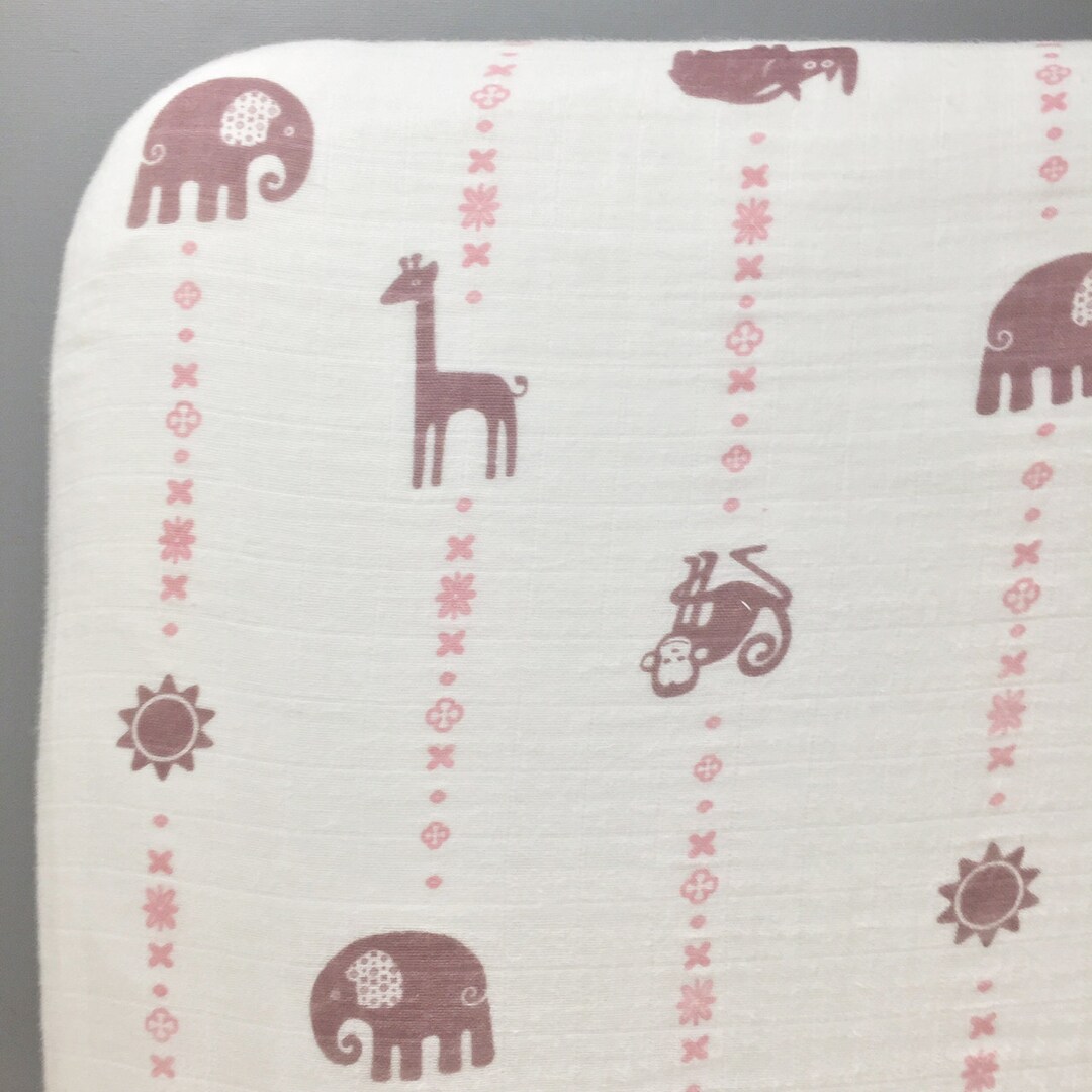 Purple & Pink Jungle Animals Fitted Crib Sheet organic Cotton Muslin Etsy