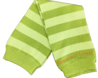 Organic Baby Leg Warmers Stripes Green & Lime