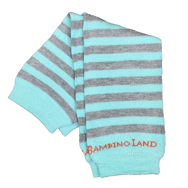 Organic Baby Leg Warmers Aqua and Grey Soft Stripes