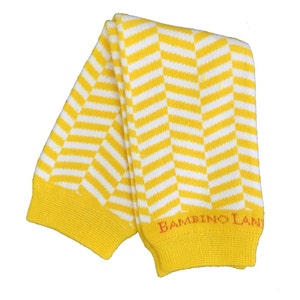 Organic Baby Leg Warmers Herringbone Yellow White